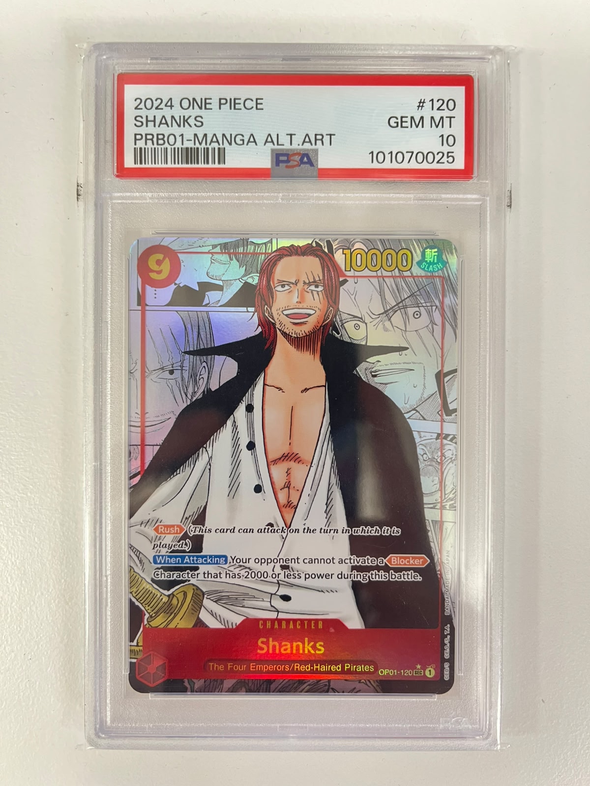 Shanks Manga Rare PRB01/OP01-120 ENG PSA 10