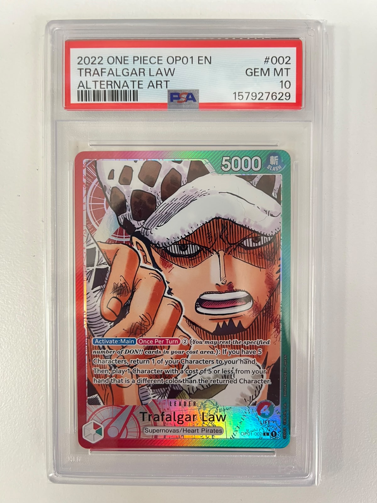 Trafalgar Law Pre-Errata Alt Art OP01-002 ENG PSA 10