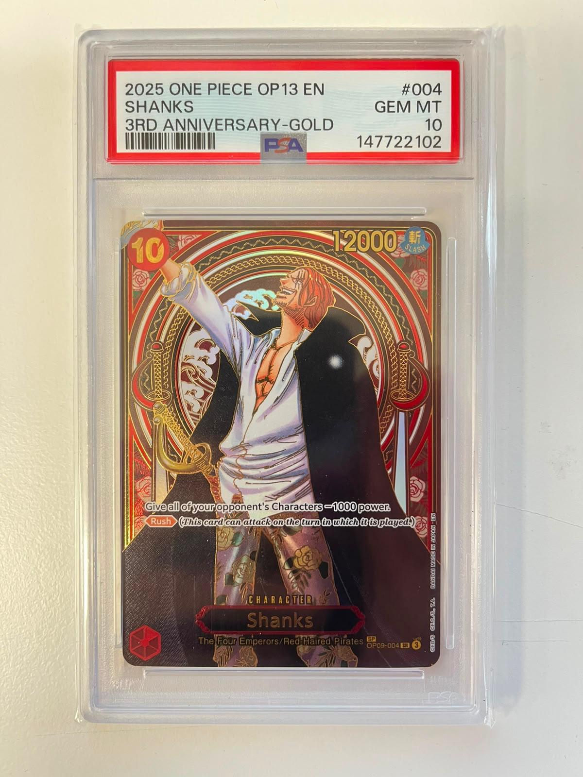 Shanks SP Gold Rare OP09-004 ENG PSA 10